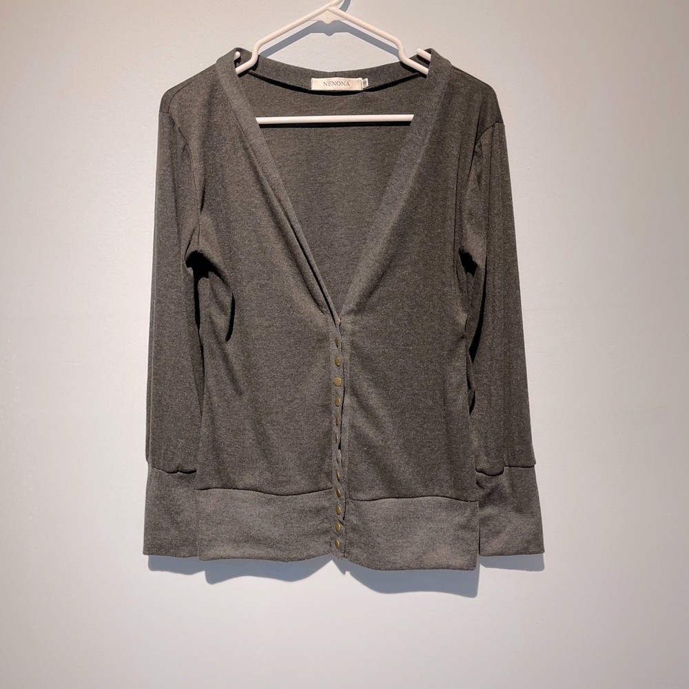 Nenona Womens Snap Front Cardigan. Color charcoal. Size. Medium EUC